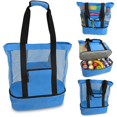 HeSaYep picnic bag blue mesh tote oversized