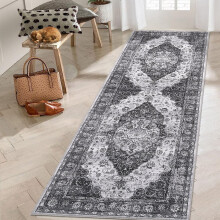 Vintage Bohemian Runner Rug Grey 2 ft x 6 ft