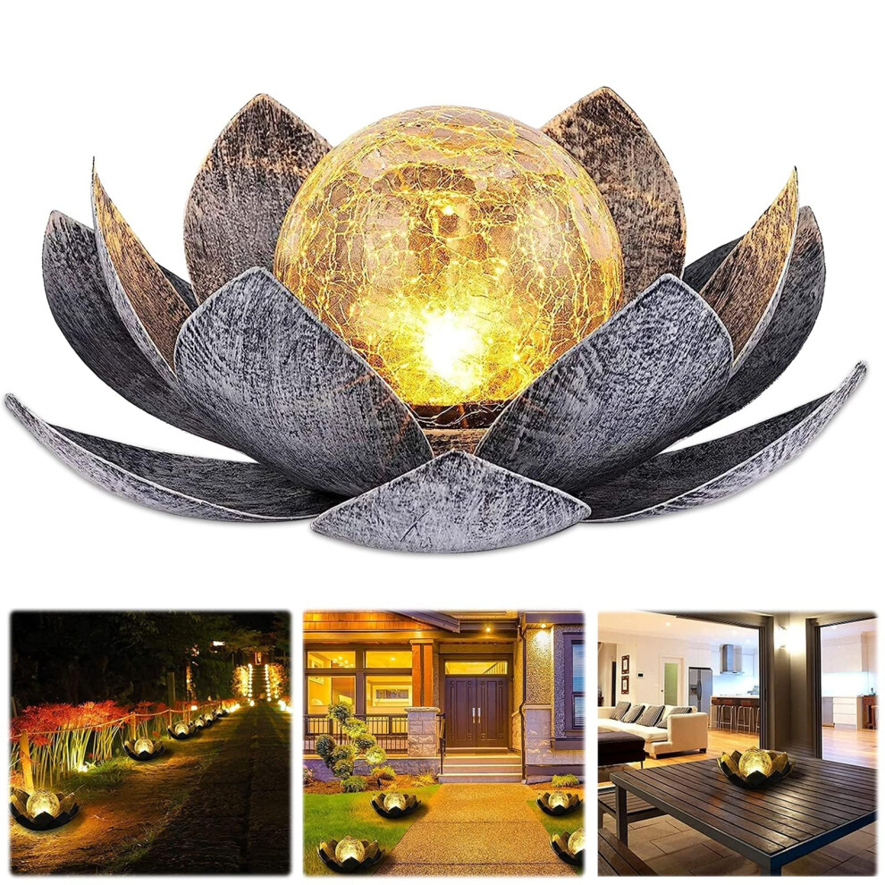 Funmo Lotus Flowers Solar Lantern With Bright Warm Effects, Ip44 Waterproof Garden Solar Lights For Patio, Yard, Lawn, Balcony White/Light 16378216
