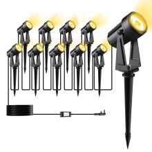 Pogestrand Garden Lights Mains Powered, 32M/105FT 10 Pack LED Landscape Spotlights with 27V Warm White 3000K Garden Uplights & IP65 Waterpro