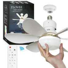 DEPHIE Ceiling Fans with Lights, E27 40W 20.5inch Small Ceiling Fan with Light RC Timing, 3 Speeds 3 Colors (3000-6500K) LED Ceiling Light, Modern Fa