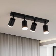 Gr4tec Spotlights Ceiling Lights 4 Way, Black Ceiling Light Fittings, Rotatable Kitchen Ceiling Light, GU10 Spotlight Bar, Modern Ceiling Light Indoo