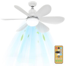 XUZIE Ceiling Fans with Lights and Remote Control, Ceiling Fan Light with 6 Blades Supports, 3 Speeds Adjustment, 3 Color Switching, Timing, Fan Ligh