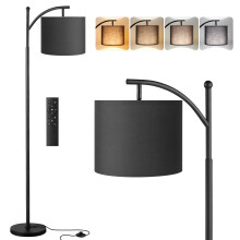 Aooshine Black Floor Lamps, 60" Modern Arc Floor Lamp for Living Room with Remote Control and Stepless Dimmable Colors Temperature & Brightness(Bulb