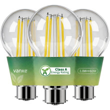 Vanke Bayonet Light Bulb, A-Rated Ultra-efficient B22 LED Bulb, 3.8W (60W Equivalent), 2700K Warm White, 900 Lumen, 50000H Lifespan, Non-Dimmable A60