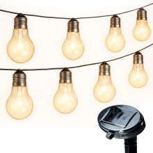 Status Canberra Solar Light String / 10 Clear Warm White Outdoor Garden LED Light Bulbs with 2 Functions / 5 LED's per Light Bulb / 3.8 Meters Cable