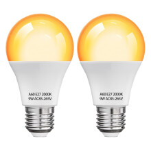 HomiShine 2000K LED Amber Warm Light Bulb GLS A60 ES E27 Screw in Bulb, 9W (60W Equivalent) Blue Light Blocking Warm Light for Healthy Sleep, Bedroom