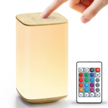 Auxmir Night Light, 4000mAh Rechargeable LED Table Lamp, Touch Bedside Lamp with RGB Colors, Dimmable Brightness, Remote Control, Portable Light for