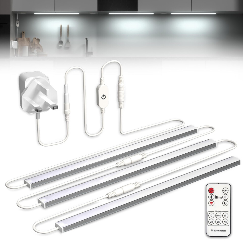 Bonlux Under Cabinet Kitchen With Remote, Dimmable Under Cabinet Led Strip Cool 6000K, Linkable Led Under Counter S For Plug I Light/White 34293652