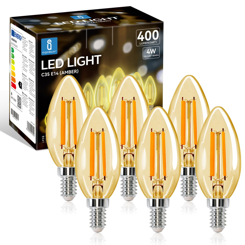 Aigostar E14 Led Bulb, Led Candle Bulbs Small Screw, 4W 400Lm Ses E14 Candle Bulb, 35W Equivalent Ses Bulb Vintage, Warm 2200K C35 330Be Light/White 18515763