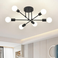 ZYDTRIP Sputnik Chandelier, Industrial Semi Flush Mount, Black 6-Light Modern Ceiling Light for Bedroom, Living Room, Dining Room, Kitchen, Office, H
