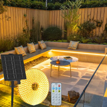 Gaoxun Solar LED Strip Lights Outdoor 10m Solar Powered Flexible Rope Light