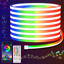 JINTYOUNG Led Rope Lights,10M RGB LED Neon Rope Lights Control with Remote/APP, Music Sync Colour Changing Neon Strip Lights, IP67 Waterproof Led Lig