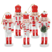 Wooden Nutcracker Soldier Christmas Ornament Set 5 pcs