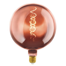 Eglo Dimmable E27 LED Big Size, vintage spiral filament light bulb, extra-large Edison globe lamp for retro lighting, 4 watt, 40 lumen, warm white gl