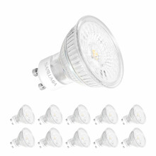 10 X 6W Gu10 Super Bright 100 Degree Wide Beam Angle LED Spotlight Bulb 500lm 75W Halogen Equivalent Cool White 6400K