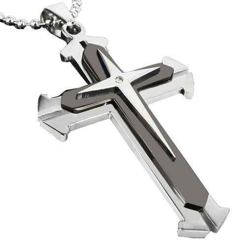 Jacenvly stainless steel pendant necklace blue
