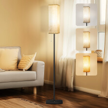 Floor Lamp for Living Room, Floor Standing Lamp with Pull Chain Control, 3 Color Temperatures 2700k-6500k Tall Lamp, LED Stand Lamp with Linen Shade