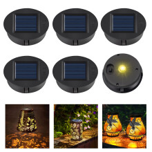 KUWUNG Replacement Solar Panels for Garden Lights, 6 Pack Solar Lights Replacement Top, Lantern Lid Lights Bulb Replacement Part, 8CM IP44 Replacemen