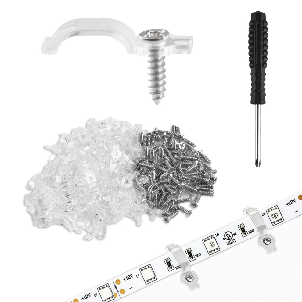 100 Pcs Cable Clips Led Clips Strip Clips, Transparent Led Strip Mounting Clips One Side Fixing Mounting Brackets For 10Mm Wide Waterproo Light 84635419