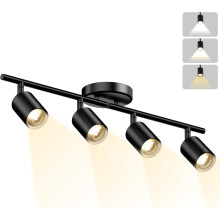 Lightbiz 4 Way LED Ceiling Spotlight, 3 Color Adjustable Kitchen Lights Ceiling Including 4 x GU10 Bulbs, Spot Lights Ceiling with Rotatable Heads, M