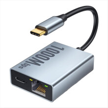 USB-C Ethernet-sovitin 2-in-1 1000Mbps RJ45 -verkkomuunnin televisioon, Plug and Play, harmaa metallikuori