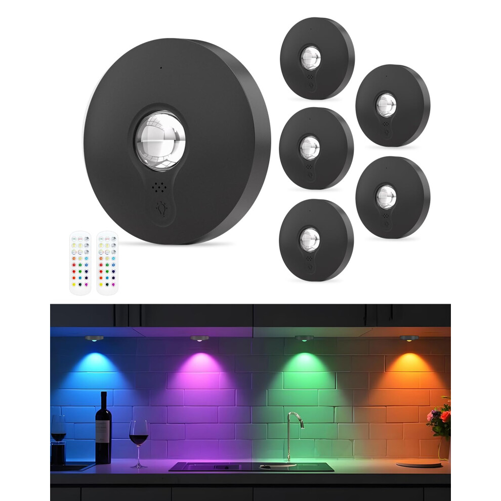 Wuyor Rgb Puck Lights With Remote Control, Rechargeable Under Cabinet Kitchen Lights Indoor, Dimmer & Timer Under Cabinet Lighting, Wireless Led Stic 45494901