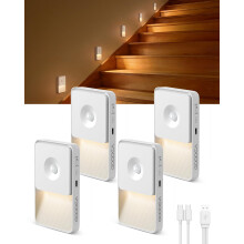 GOODEA Motion Sensor Night Light, 3 Brightness Levels Dimmable, USB Rechargeable Magnetic Stick on LED Night Light, Auto On/Off Modes for Bedroom Sta