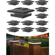 NATPOW Solar Post Lights, Solar Fence Post Light Outdoor Garden, Waterproof Solar Lights, 2 Modes Outdoor Lights Warm &Cool White Cap Post Light for