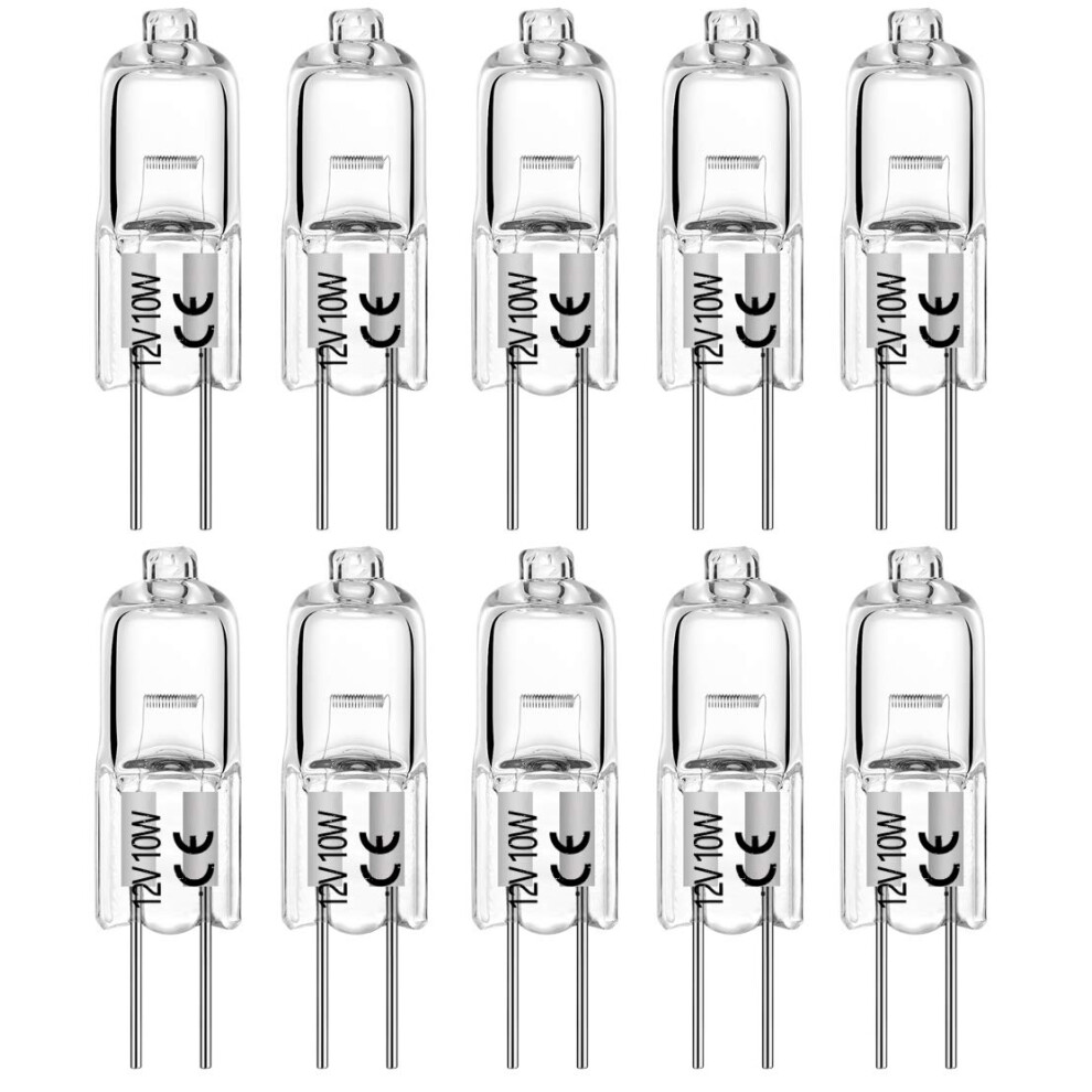 Vinbe Halogen Bulb G4 10 Watt 120Lm Bi-Pin Bulb (10 Pack) 12 Volt A/C Or D/C For Under Cabinet Puck Track Ing, 2 Pin Jc Warm 2700K Light/White 97239000