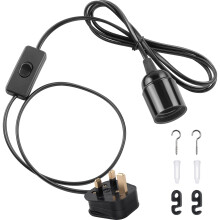 DiCUNO E27 Lampholder, Pendant Light Ceiling Lighting Fitting, Suspended Pendant Light Fitting Kit, Black, 2M, 1Pack