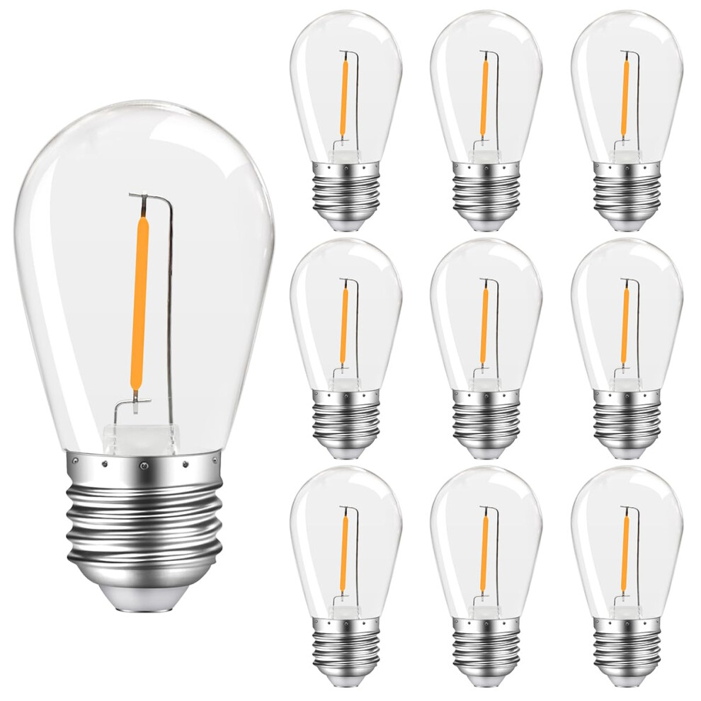Mzyoyo S14 1W E27 Led,E27 Led Vintage Edison Bulb,1W Led Filament Lamp,Led Bulb E27,For S14 Outdoor Led Fairy S,2700K Warm ,Non Light/White 44538460
