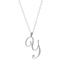 Women's silver clavicle necklace with initial pendant