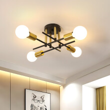 Pheashine Modern Chandeliers Ceiling Lights Living Room, 4-Light Semi Flush Mount Ceiling Lights with E27 Base, Industrial Vintage Ceiling Lighting F