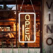 LightingWill LED Neon Open Sign, 16"x 9" Ultra Bright Open Signs for Business, Dimmable 5V USB Light Up Signs for Business Window, Coffee Shops, Stor