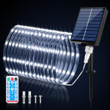 SMY Lighting Solar Rope Lights, 72FT 200 LEDs Solar LED Rope Lights Outdoor with Remote, 8 Modes Timer Dimmable String LED Lights Waterproof for Yard