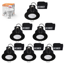 paul russells Dimmable LED Downlights Recessed Ceiling Lights, Fire Rated GU10 Spotlights Can, 65-70mm, IP65, 4.5W = 50W Equivalent, Black Bezel, Inc