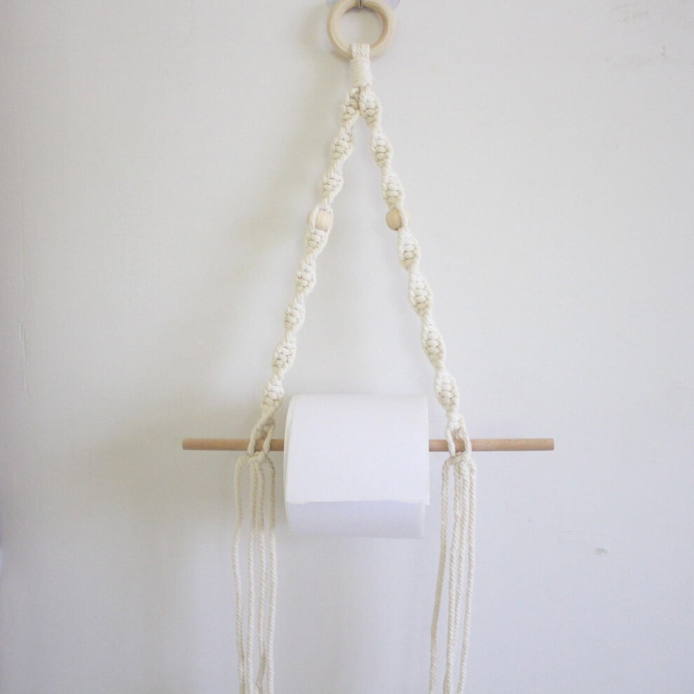 Wooden Floating Wall Shelf With Roll Paper Hanger 9495693234664