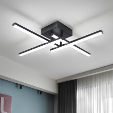 EIDISUNY Modern Ceiling Light LED, 24W Black Ceiling lamp 4 Built-in LED Boards, 6500K Cool White Elegant Design Ceiling Light Fixture for Bedroom Ha