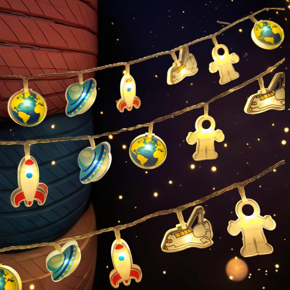 Guocheng Children's String S, Rocket Airplane Ufo Spaceman Cartoon Strings, Planet Rocket Decoration, Bedroom Background Small Night Light 41096673