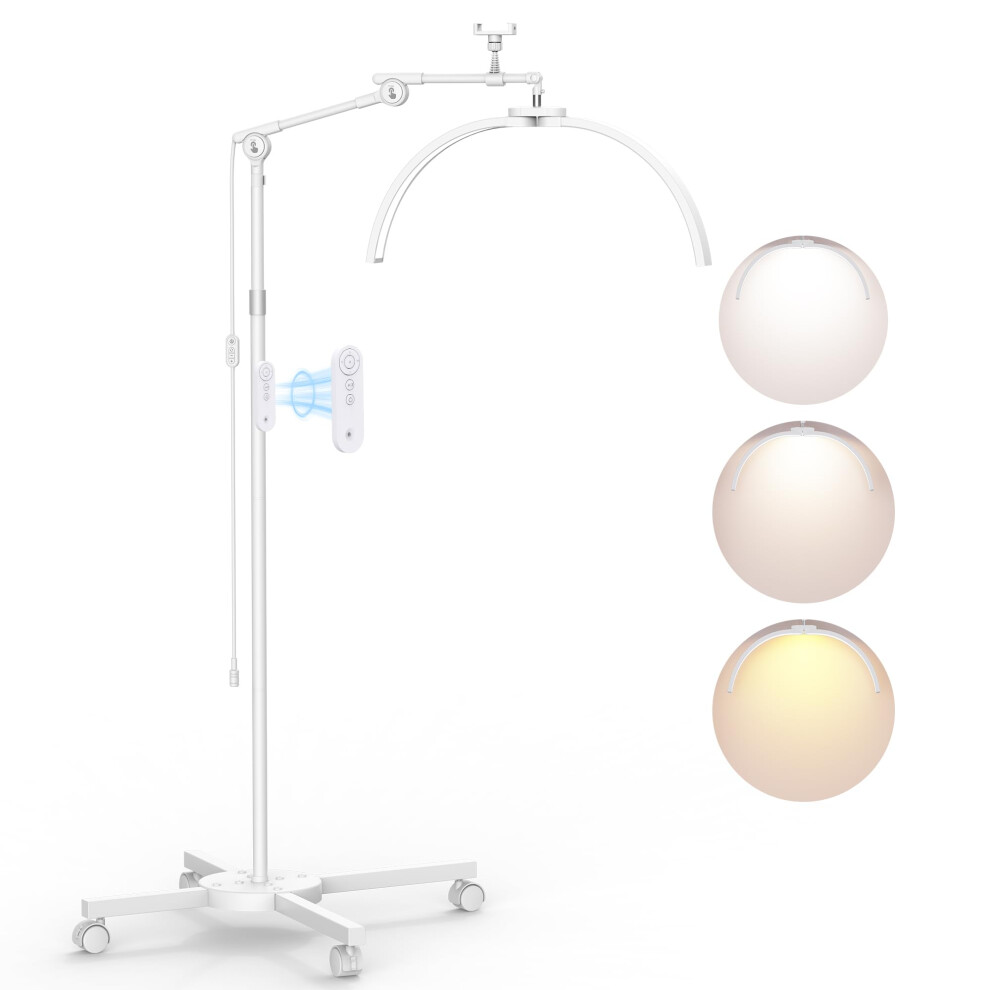 Stasun Light Half Moon Lash ,Foldable Led Eyelash Lamp,28 Inch 40W Dimmable Floor Lamp With Phone Stand For Eyelash Extension,For Nail Tech, Beauty, T