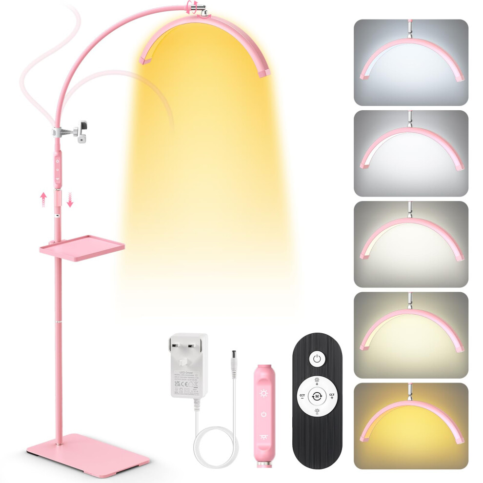 Adonafy Light Half Moon Professional: 18In Foldable Lash With 5 Colors Dimmable & 360 Rotation - Adjustable Beauty Floor Standing For Sa