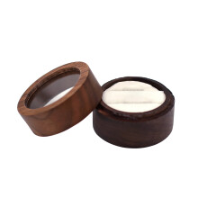 Jewelry Box Round Wooden Storage Box for Earrings and Rings
