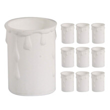 10 Pack - White Candle Drip Sleeve Tubes for Light Fittings | Diameter 33mm x Height 50mm | Thermoplastic | Molten Wax Vintage Effect | Fits Most Lam