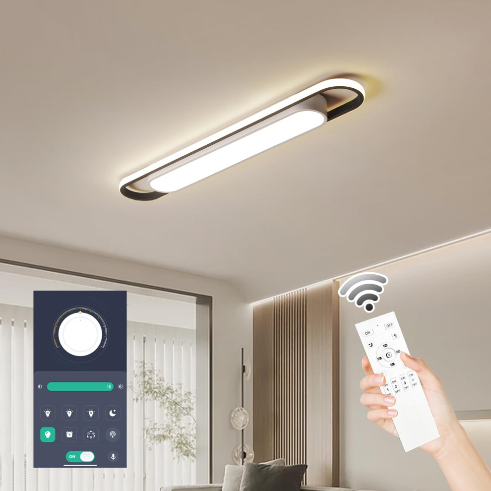 Naroume Dimmable Led Ceiling Modern Linear Led Ceiling Lamp 92Cm Smart Semi Flush Mount Wraparound Shape Ing Fixture With Remote Control F Light 71458977