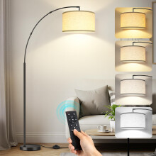 OUTON LED Modern Arc Floor Lamp, Dimmable Standing Lamp with Remote Control & Adjustable Arm, 3000K-6000K, Bulb Included, Tall Corner Lamp for Living