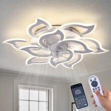 ChenSolara 90cm-Inch White LED Ceiling Fan Light with Remote & App Control, 6 Speeds, Dimmable, Silent Motor, 3 Colour Modes, Timer Function, Modern