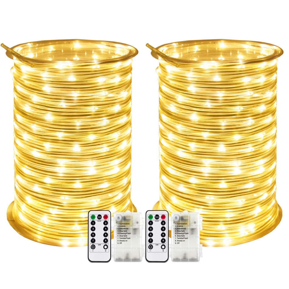 Rcstarry 2 Pack Led Rope Battery Operated String S 33Ft/10M 8 Mode Fairy S Waterproof Firefly S With Remote Timer For Christmas Light 38246012