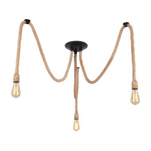MAXDUYU DIY Hemp Rope Retro Industrial Chandelier,3 Lights Pendant Light Fitting,Retro Ceiling Light E27 Lamp Holder/Living Dining Room Restaurant