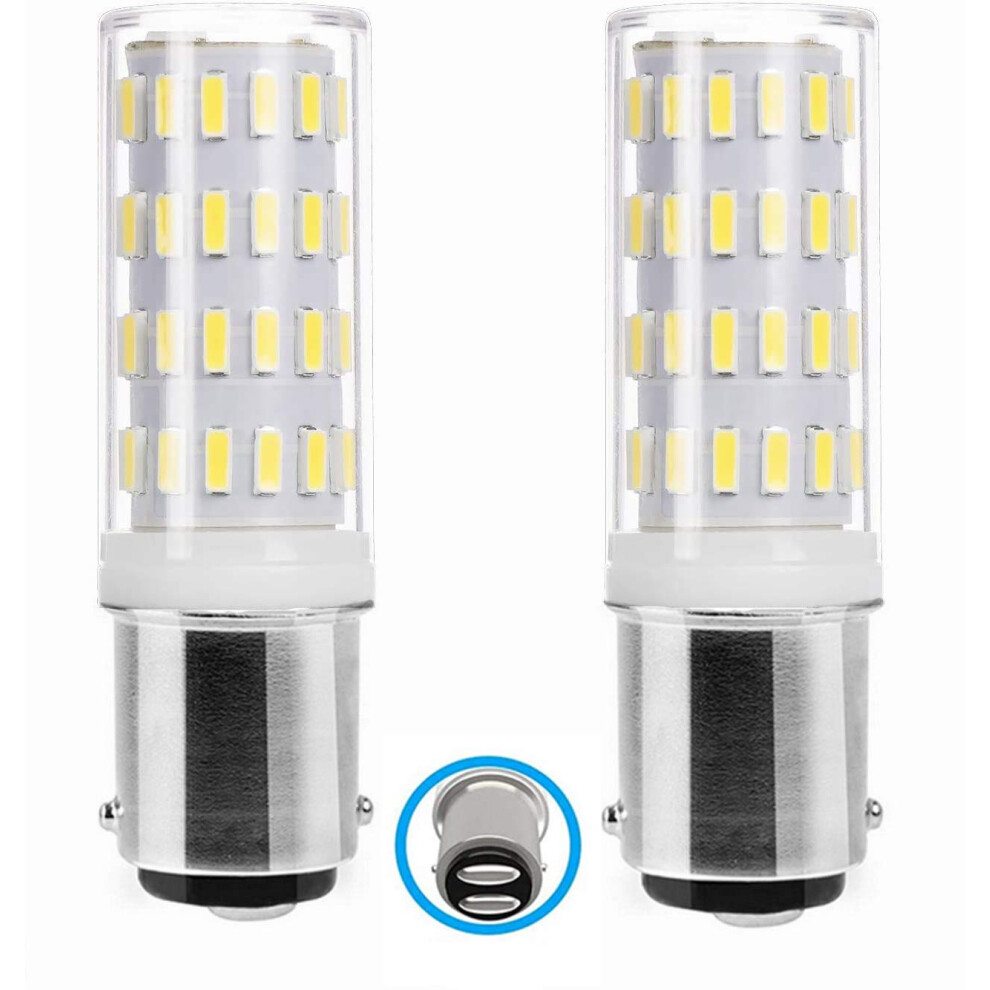 Pyrjin Ba15d Led Bulb 12V Double Contact 12V 24V Ac/Dc 5W, Double Contact Bayonet Base, Equivalent To 45W Halogen, Cold 6000K For Interior, Ext White 86459037
